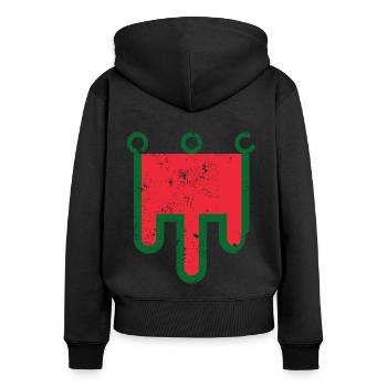 Auvergne Banner - Frauen Premium Bio Zip Hoodie - Schwarz - Hinten - Julia (174cm)