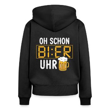 Cool Beer Dictons - Oh, déjà horloge à bière, drôle - Sweat à capuche zippé Premium bio Femme - noir - Dos - Julia (174cm)
