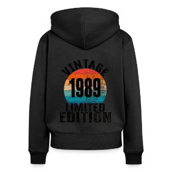 Année de naissance 1989 Vintage Limited Edition Retro - Sweat à capuche zippé Premium bio Femme - noir - Dos - Julia (174cm)