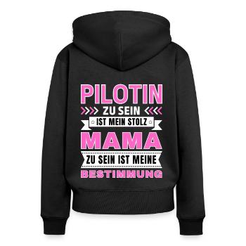 Pilotin zu sein ist mein Stolz; Mama Geschenk - Frauen Premium Bio Zip Hoodie - Schwarz - Hinten - Julia (174cm)