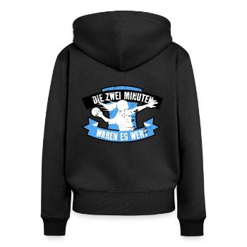 HANDBALL HANDBALLERIN ZWEI MINUTEN - Frauen Premium Bio Zip Hoodie - Schwarz - Hinten - Julia (174cm)