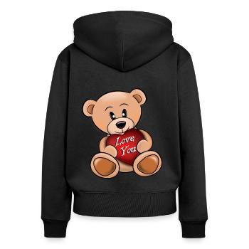 The teddy bear loves you - Women's Premium Organic Zip Hoodie - black - Back - Julia (174cm)