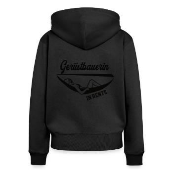 Gerüstbauerin in Rente Rentenbeginn Gerüstbau - Frauen Premium Bio Zip Hoodie - Schwarz - Hinten - Julia (174cm)