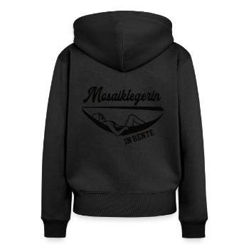 Mosaiklegerin in Rente Rentenbeginn Bodenlegerin - Frauen Premium Bio Zip Hoodie - Schwarz - Hinten - Julia (174cm)