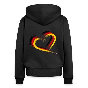 Flagge Deutschlands Farben Fahne - Frauen Premium Bio Zip Hoodie - Schwarz - Hinten - Julia (174cm)