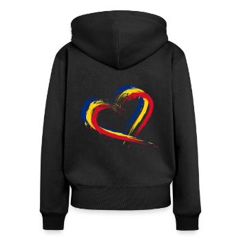Drapeau, de, Romania., Roumanie, couleurs - Sweat à capuche zippé Premium bio Femme - noir - Dos - Julia (174cm)