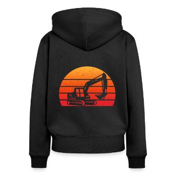 retro pelleteuse chantier tractopelle excavator - Sweat à capuche zippé Premium bio Femme - noir - Dos - Julia (174cm)
