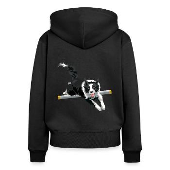 border collie saut agility - Sweat à capuche zippé Premium bio Femme - noir - Dos - Julia (174cm)