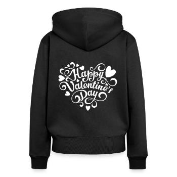 Alles Gute zum Valentinstag - Frauen Premium Bio Zip Hoodie - Schwarz - Hinten - Julia (174cm)