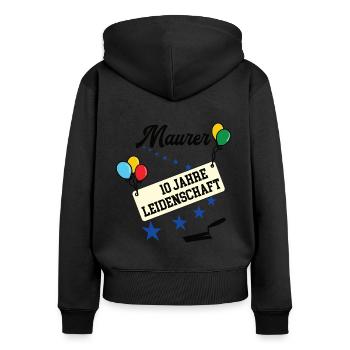 Maurer Jubiläum 10 Jahre 10. jähriges bester 10th - Frauen Premium Bio Zip Hoodie - Schwarz - Hinten - Julia (174cm)
