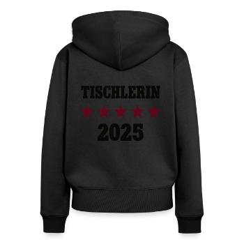2025 Tischlerin Beruf Abschluß Lehre Bestanden - Frauen Premium Bio Zip Hoodie - Schwarz - Hinten - Julia (174cm)