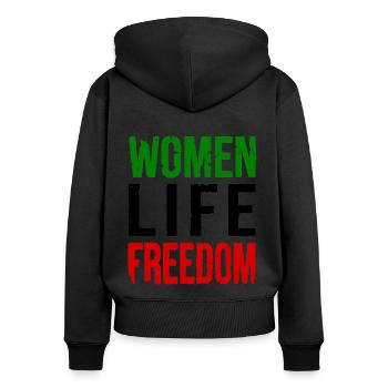 Women life freedom - Frauen Premium Bio Zip Hoodie - Schwarz - Hinten - Julia (174cm)