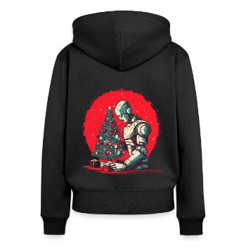 Weihnachtszeit-Cyborg - Frauen Premium Bio Zip Hoodie - Schwarz - Hinten - Julia (174cm)