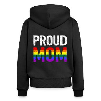 Proud Mom - Frauen Premium Bio Zip Hoodie - Schwarz - Hinten - Julia (174cm)