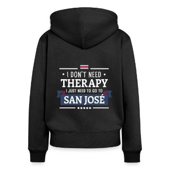 SAN JOSÉ COSTA RICA THERAPIE PURA VIDA GESCHENK - Frauen Premium Bio Zip Hoodie - Schwarz - Hinten - Julia (174cm)