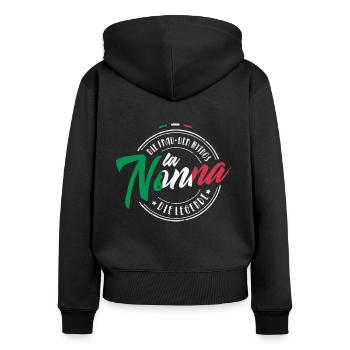 LA NONNA FRAU MYTHOS LEGENDE OMI OMA GESCHENK - Frauen Premium Bio Zip Hoodie - Schwarz - Hinten - Julia (174cm)