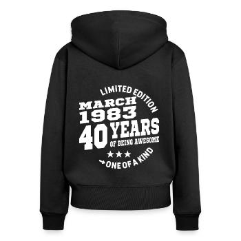 40 years old - Awesome since march 1983 - Women's Premium Organic Zip Hoodie - black - Back - Julia (174cm)