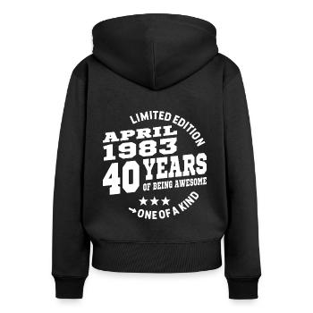 40 years old - Awesome since April 1983 - Women's Premium Organic Zip Hoodie - black - Back - Julia (174cm)