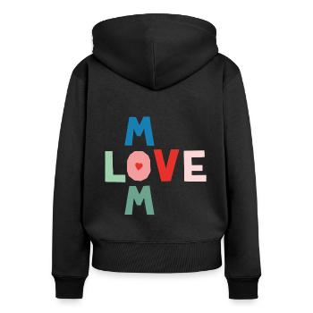 Amour de maman - Sweat à capuche zippé Premium bio Femme - noir - Dos - Julia (174cm)