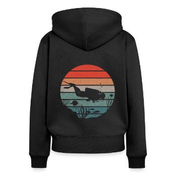 RÉTRO SCUBA DIVER PLONGÉE PLONGÉE SOUS-MARINE PLONGEUR - Sweat à capuche zippé Premium bio Femme - noir - Dos - Julia (174cm)