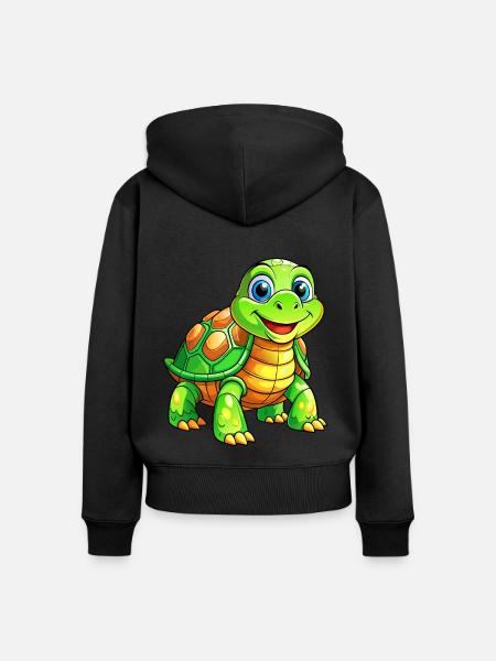 Mega süße Schildkröte - Frauen Premium Bio Zip Hoodie - Schwarz