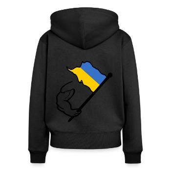 Ukraine - Women's Premium Organic Zip Hoodie - black - Back - Julia (174cm)