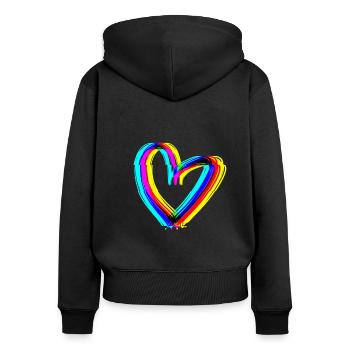effet cœur 3D symbole amour - Sweat à capuche zippé Premium bio Femme - noir - Dos - Julia (174cm)