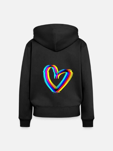 herz effekt 3d symbol liebe - Frauen Premium Bio Zip Hoodie - Schwarz