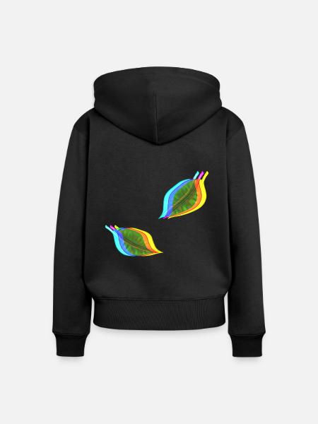 blätter blatt effekt 3d - Frauen Premium Bio Zip Hoodie - Schwarz