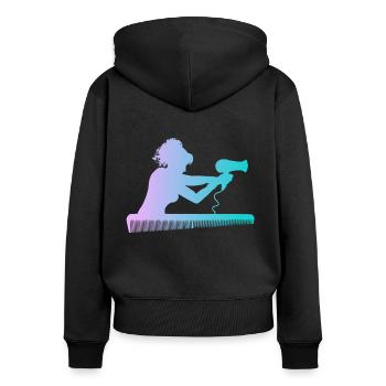 Friseurin - Frauen Premium Bio Zip Hoodie - Schwarz - Hinten - Julia (174cm)