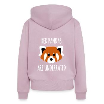 Les pandas roux sont sous-estimés : Citation Panda - Sweat à capuche zippé Premium bio Femme - rose poudré - Dos - Julia (174cm)