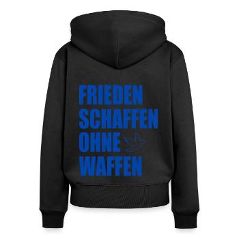 Frieden schaffen ohne waffen - Frauen Premium Bio Zip Hoodie - Schwarz - Hinten - Julia (174cm)