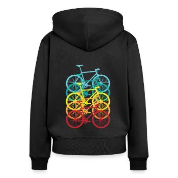 Retro Fahrrad T-Shirt Vintage Fahrräder - Frauen Premium Bio Zip Hoodie - Schwarz - Hinten - Julia (174cm)