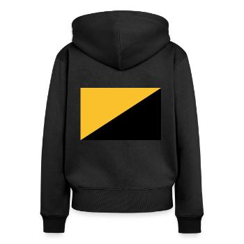 Anarchie Cafpitalisme Drapeau plat - Sweat à capuche zippé Premium bio Femme - noir - Dos - Julia (174cm)