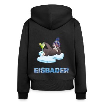 eisbaden winterbader cool icebath kälteresistent - Frauen Premium Bio Zip Hoodie - Schwarz - Hinten - Julia (174cm)