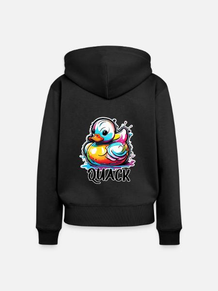 Gummiente / Badeente / Wasser / Badewanne - Frauen Premium Bio Zip Hoodie - Schwarz