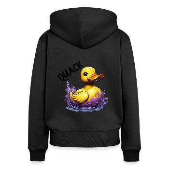 Gummiente / Badeente / Wasser / Badewanne - Frauen Premium Bio Zip Hoodie - Schwarz - Hinten - Julia (174cm)