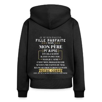 Father's Day T-shirt - Daddy's Girl - Women's Premium Organic Zip Hoodie - black - Back - Julia (174cm)