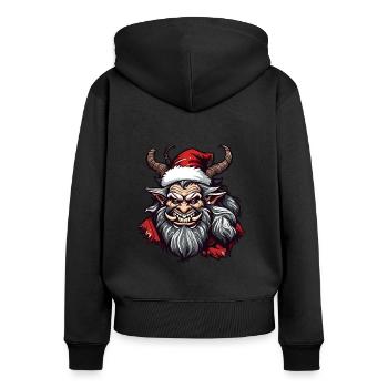 Krampus / Tradition / Culture / d’hiver - Sweat à capuche zippé Premium bio Femme - noir - Dos - Julia (174cm)