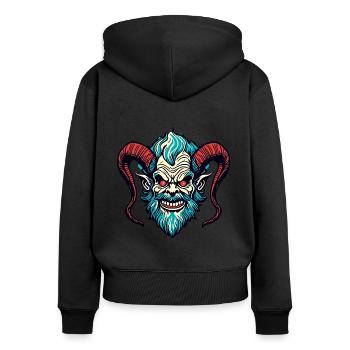 Krampus / Tradition / Culture / d’hiver - Sweat à capuche zippé Premium bio Femme - noir - Dos - Julia (174cm)