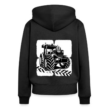 Tracteur Conducteur de tracteur Farmer Tracteur Pneus - Sweat à capuche zippé Premium bio Femme - noir - Dos - Julia (174cm)