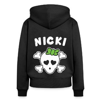 Piratin Nicki Design für Mädchen und Frauen - Frauen Premium Bio Zip Hoodie - Schwarz - Hinten - Julia (174cm)