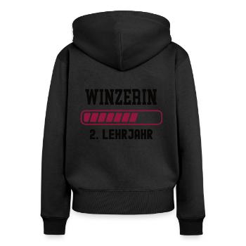 Ausbildung Winzerin 2. Lehrjahr Winzerlehre Azubi - Frauen Premium Bio Zip Hoodie - Schwarz - Hinten - Julia (174cm)
