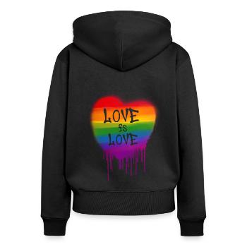 l’amour est l’amour, l’amour, le cœur, le graffiti, la peinture - Sweat à capuche zippé Premium bio Femme - noir - Dos - Julia (174cm)