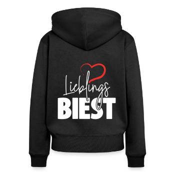 Lieblingsbiest - Frauen Premium Bio Zip Hoodie - Schwarz - Hinten - Julia (174cm)