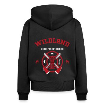 Pompier de forêt - Sweat à capuche zippé Premium bio Femme - noir - Dos - Julia (174cm)
