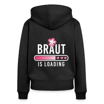 Braut is loading Junggesellinnenabschied JGA - Frauen Premium Bio Zip Hoodie - Schwarz - Hinten - Julia (174cm)