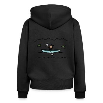 Kanu fahren Boot Paddeln Kajak Rudern - Frauen Premium Bio Zip Hoodie - Schwarz - Hinten - Julia (174cm)