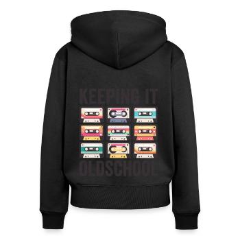 80er 90er Jahre Kassette Mixtape Retro Lustig - Frauen Premium Bio Zip Hoodie - Schwarz - Hinten - Julia (174cm)