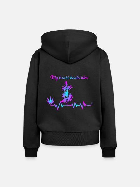 My heart beats like - Frauen Premium Bio Zip Hoodie - Schwarz